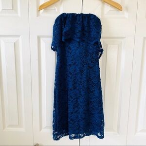 NEW Strapless Ruffle Lace Navy Blue Dress | 1/2